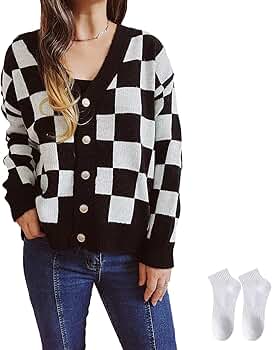 トップス Needles 20aw V Neck Cardigan-Checkered Checkered Cardigan, Autumn and Winter Cardigan Sweaters for
